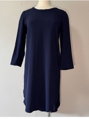 Wilfred Navy Long Sleeve Shift Dress Small